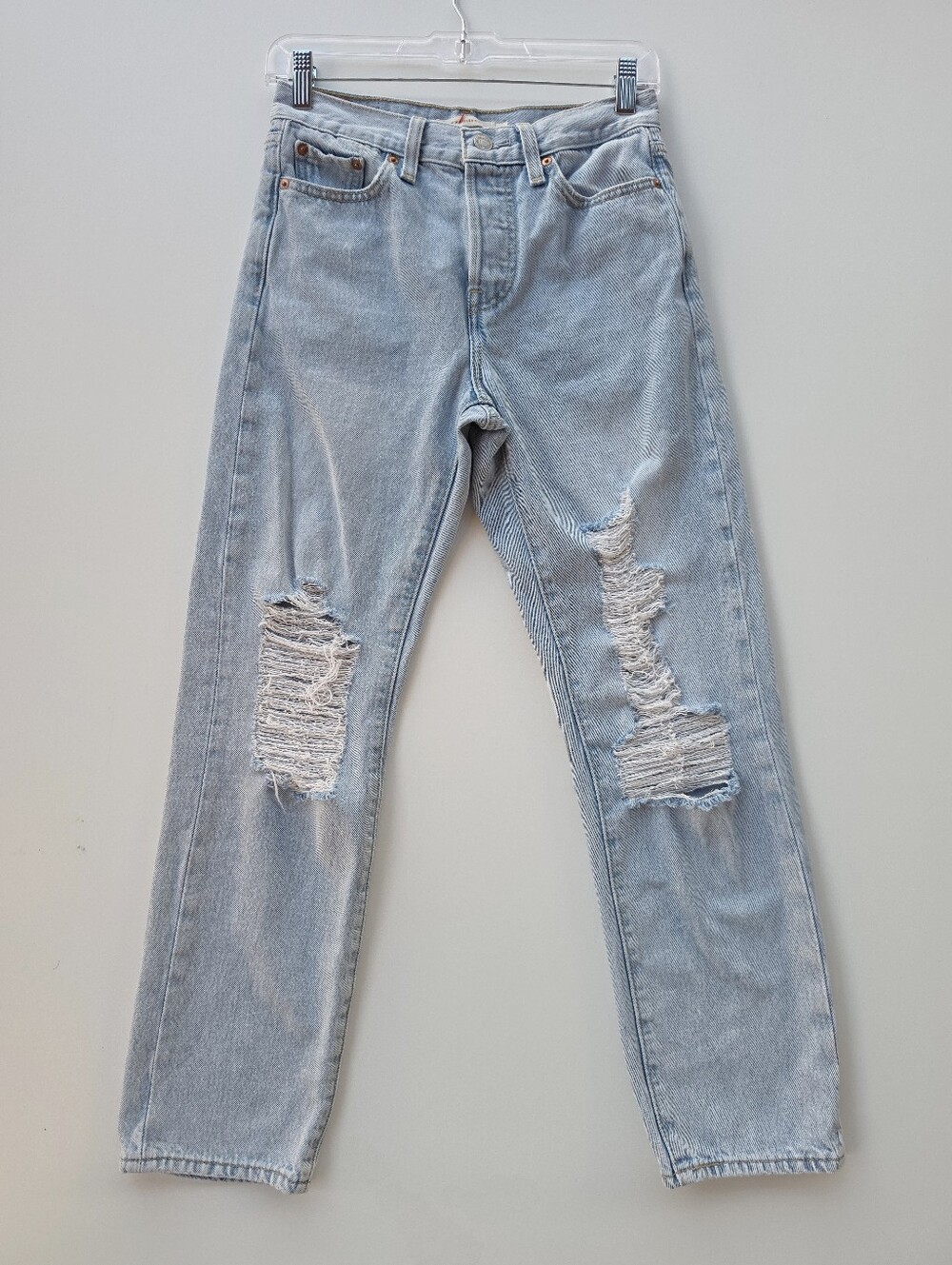 Levi's Wedgie Straight Light Wash Distressed Jeans